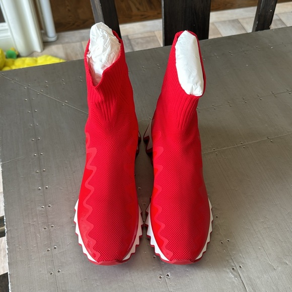 Christian Louboutin sharky sock flat sneaker shark sole red loubi sz 36.5 - Picture 2 of 11